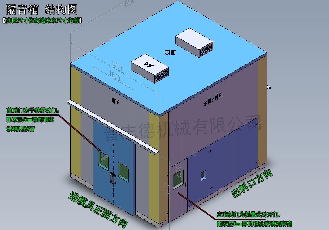 高速沖床隔音箱3D結(jié)構圖